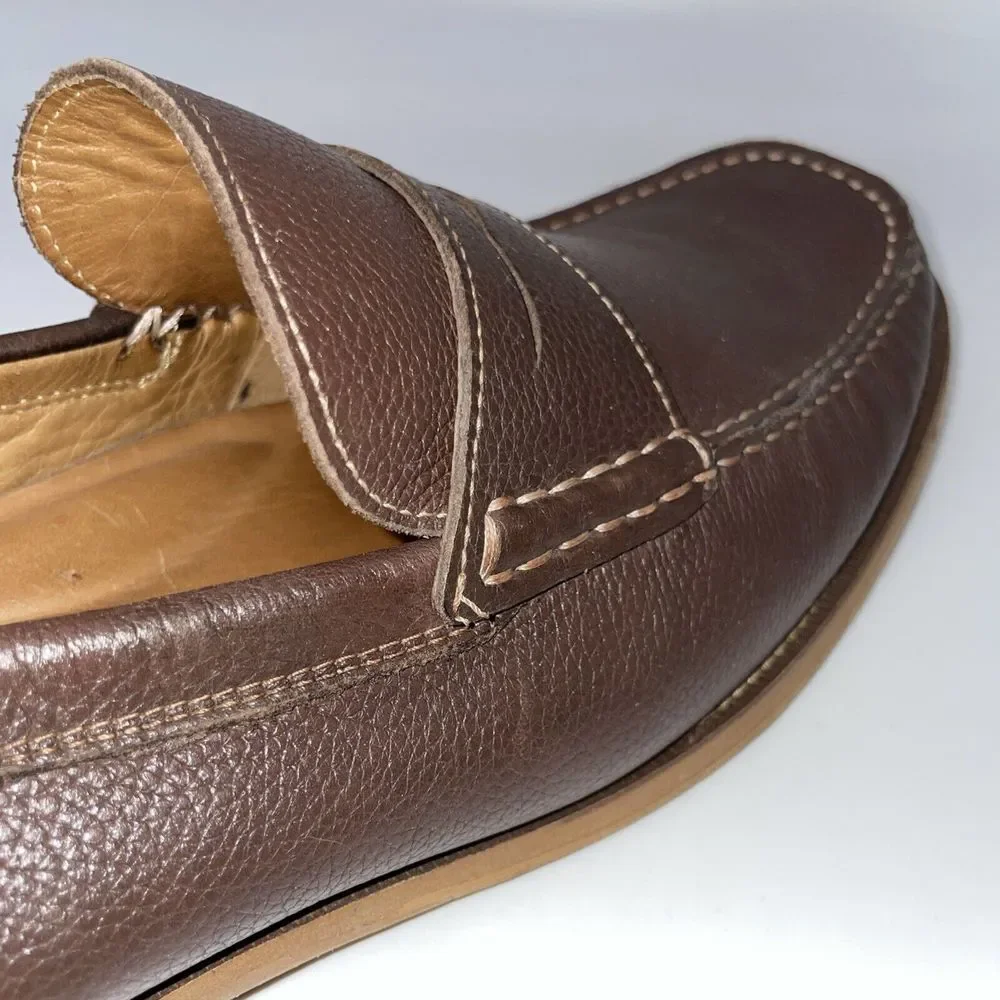 Donald Pliners Men's Brown Pebble Grain Penny loafers size 10‎